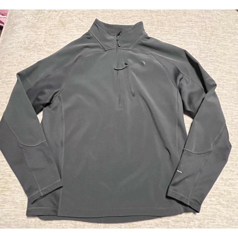 The‎ North Face Men's Large Quarter Zip Fleece Pullover Black TNF Logo Outdoor